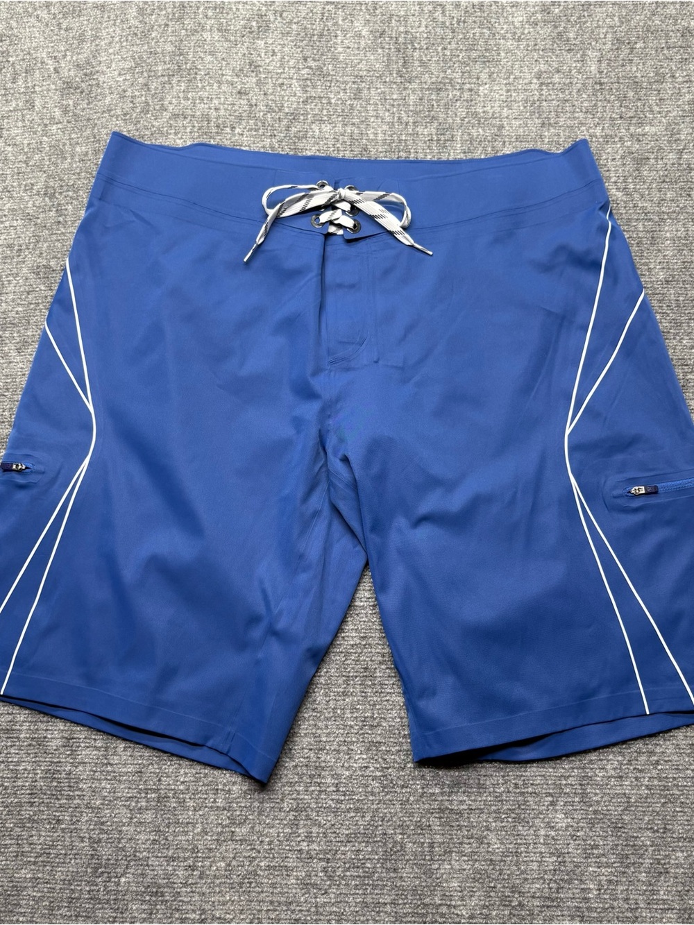 LULULEMON Shorts Mens 40 Blue Wave Swim Board Trunks Drawstring Unlined